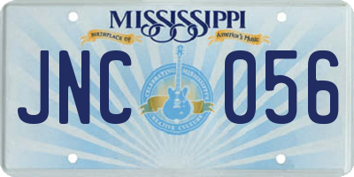 MS license plate JNC056