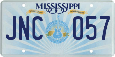 MS license plate JNC057