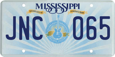 MS license plate JNC065