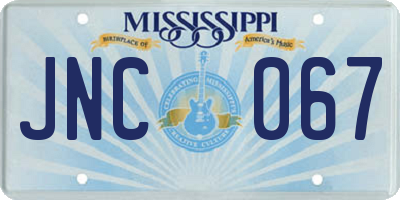 MS license plate JNC067