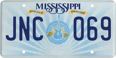MS license plate JNC069