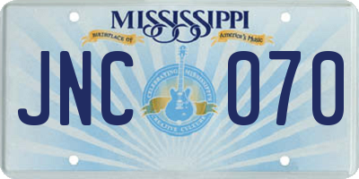 MS license plate JNC070