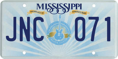 MS license plate JNC071