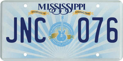 MS license plate JNC076