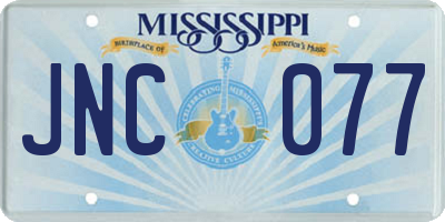 MS license plate JNC077