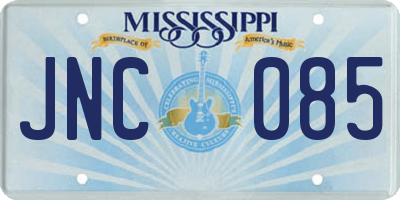 MS license plate JNC085