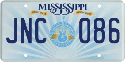 MS license plate JNC086