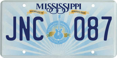 MS license plate JNC087