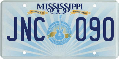 MS license plate JNC090