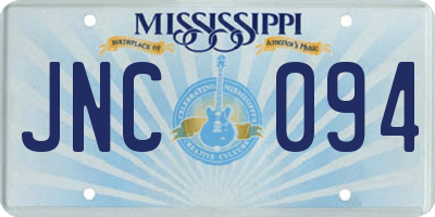 MS license plate JNC094
