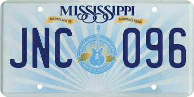 MS license plate JNC096