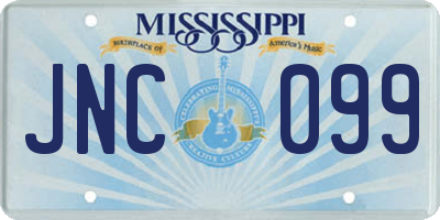 MS license plate JNC099