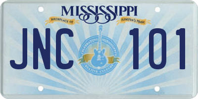 MS license plate JNC101