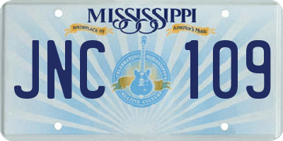 MS license plate JNC109