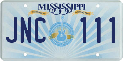 MS license plate JNC111