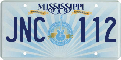 MS license plate JNC112