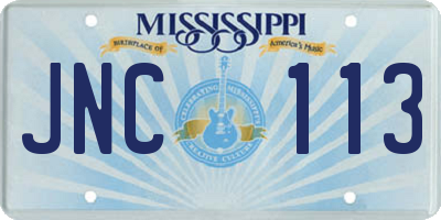 MS license plate JNC113