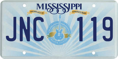 MS license plate JNC119