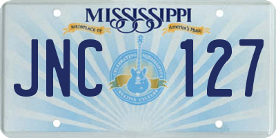 MS license plate JNC127
