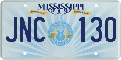 MS license plate JNC130