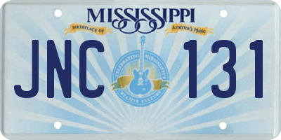 MS license plate JNC131