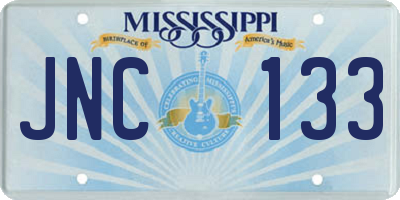 MS license plate JNC133