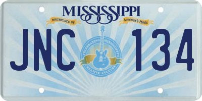MS license plate JNC134