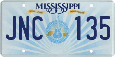 MS license plate JNC135