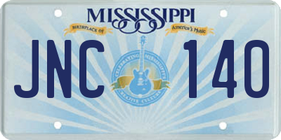 MS license plate JNC140