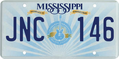 MS license plate JNC146