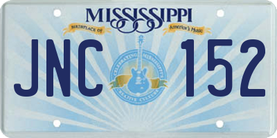 MS license plate JNC152