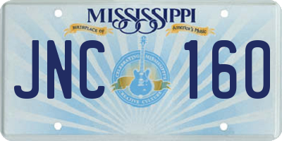 MS license plate JNC160