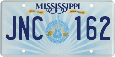 MS license plate JNC162