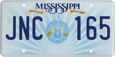 MS license plate JNC165