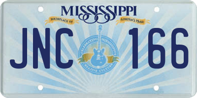 MS license plate JNC166