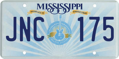 MS license plate JNC175