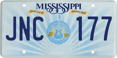 MS license plate JNC177