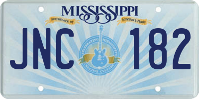 MS license plate JNC182