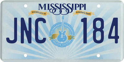 MS license plate JNC184