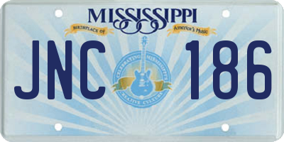 MS license plate JNC186