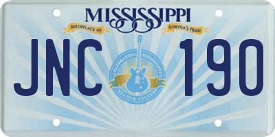 MS license plate JNC190