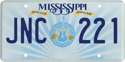 MS license plate JNC221