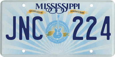 MS license plate JNC224
