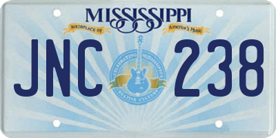 MS license plate JNC238