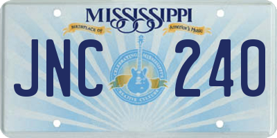MS license plate JNC240