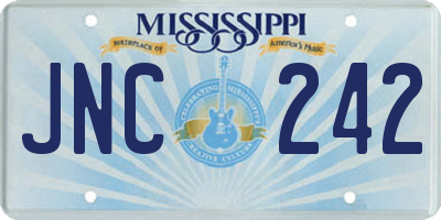 MS license plate JNC242