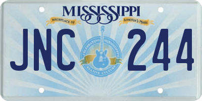 MS license plate JNC244
