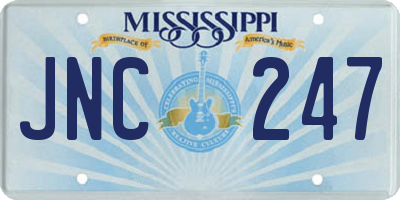 MS license plate JNC247