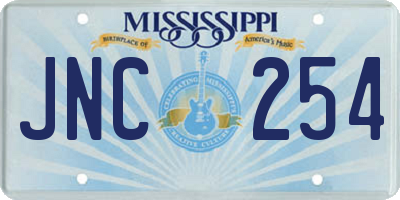 MS license plate JNC254
