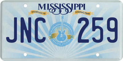 MS license plate JNC259